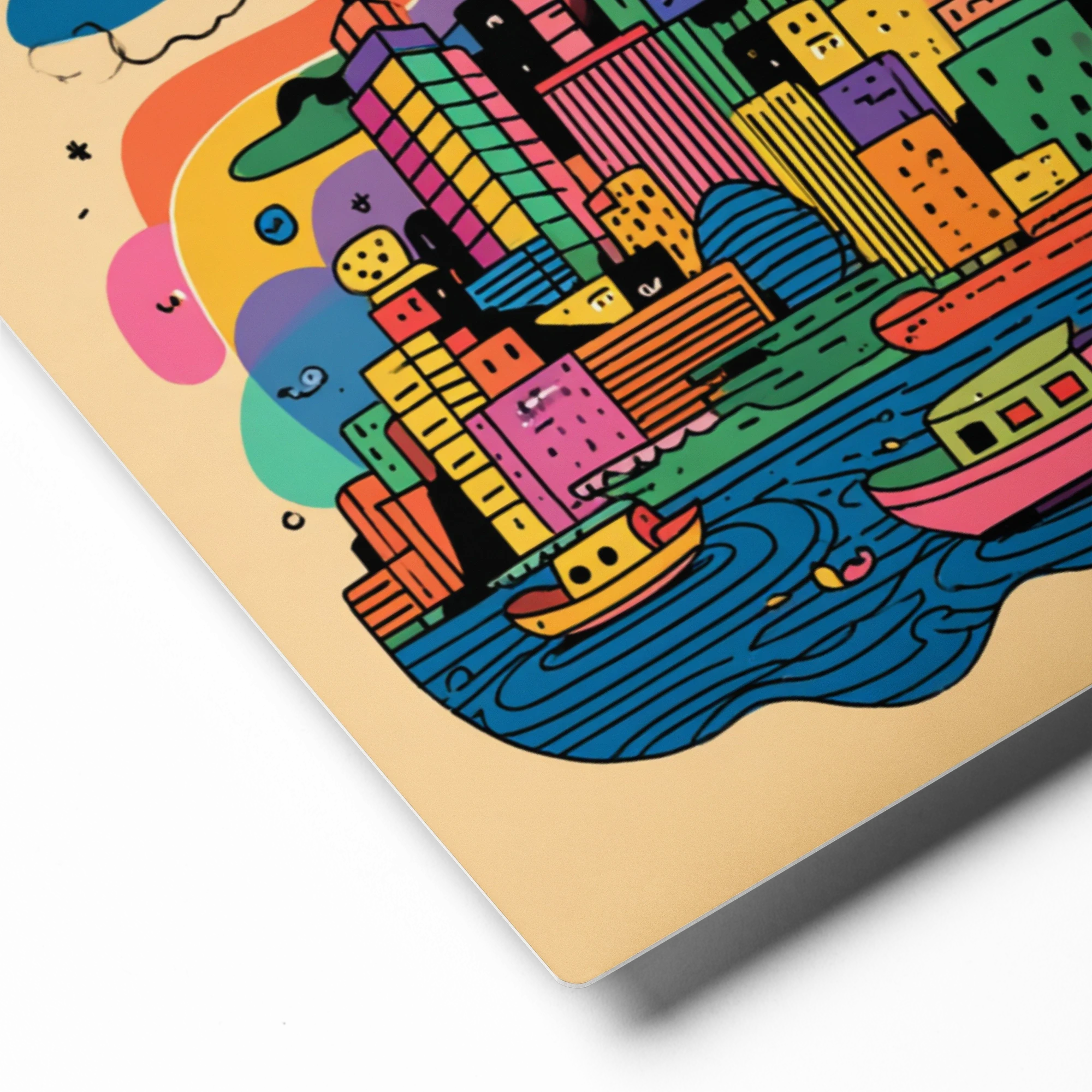 Doodle Waterfront Skyline | Art Print