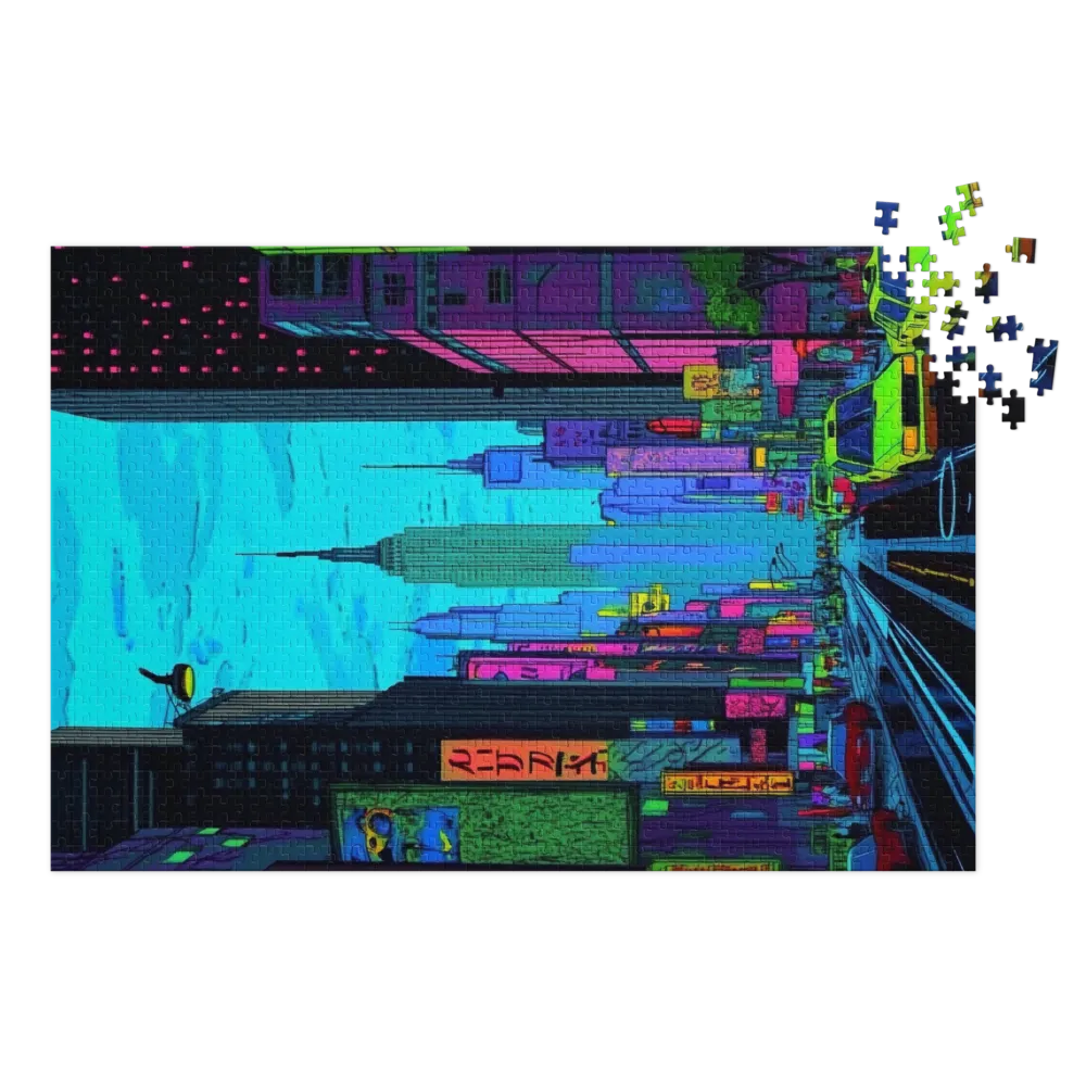 Futuristic Cityscape with Neon Colors | Jigsaw Puzzle (252/520 pieces)