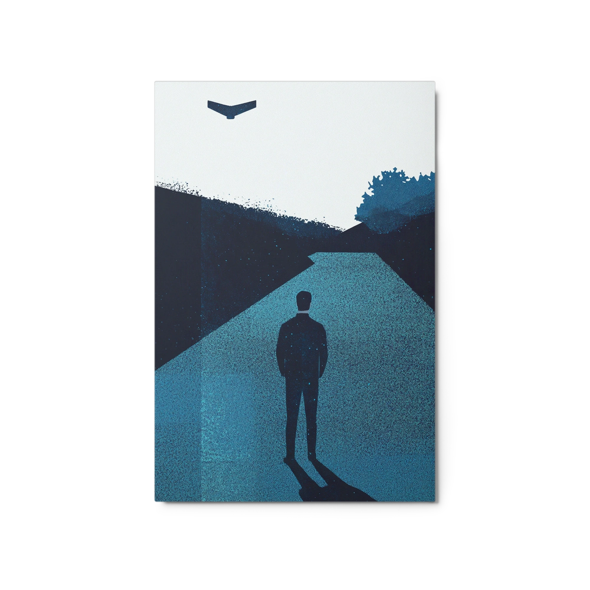 Silhouette on Road with Bird