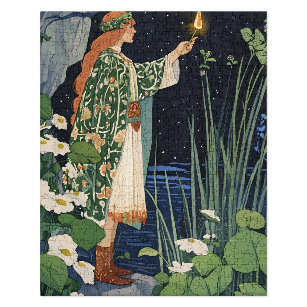 The Lantern Bearer of the Night Marsh 
 Jigsaw Puzzle in Tin Box