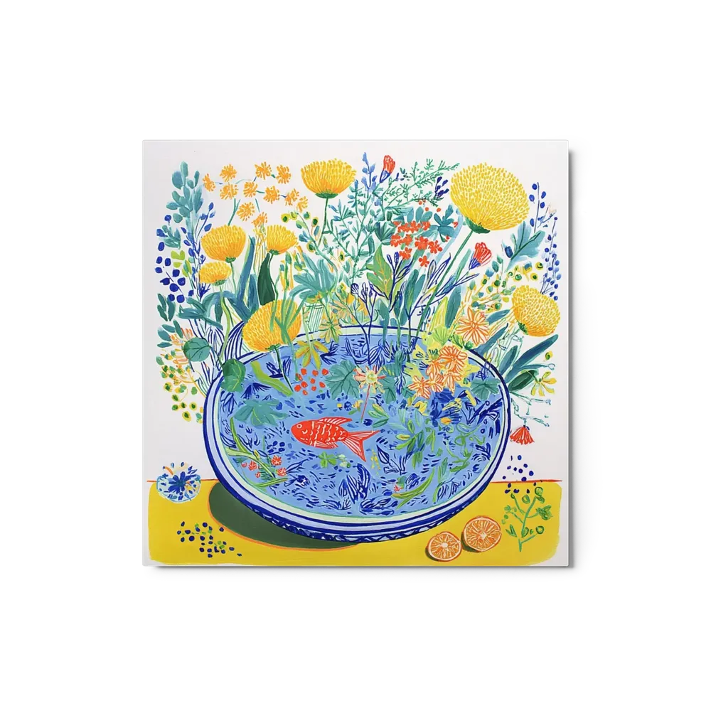 Goldfish in Floral Bowl | Art Print
