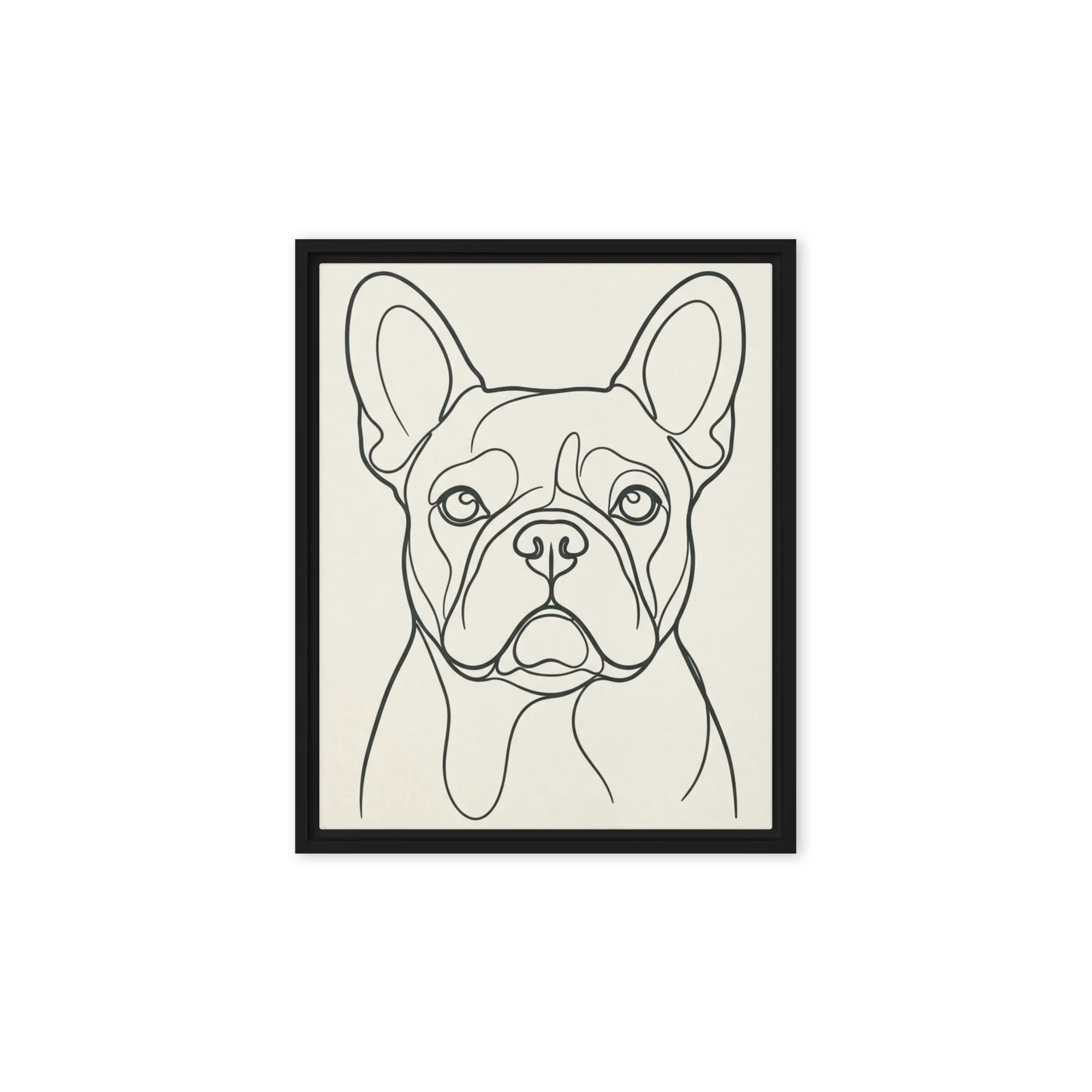 Frenchie in One Line 
 Canvas with White Frame
