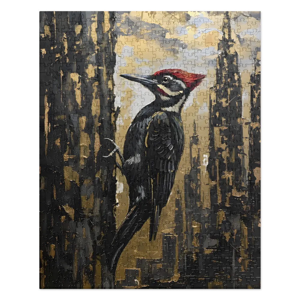 Gilded Woodpecker 
 Jigsaw Puzzle in Tin Box