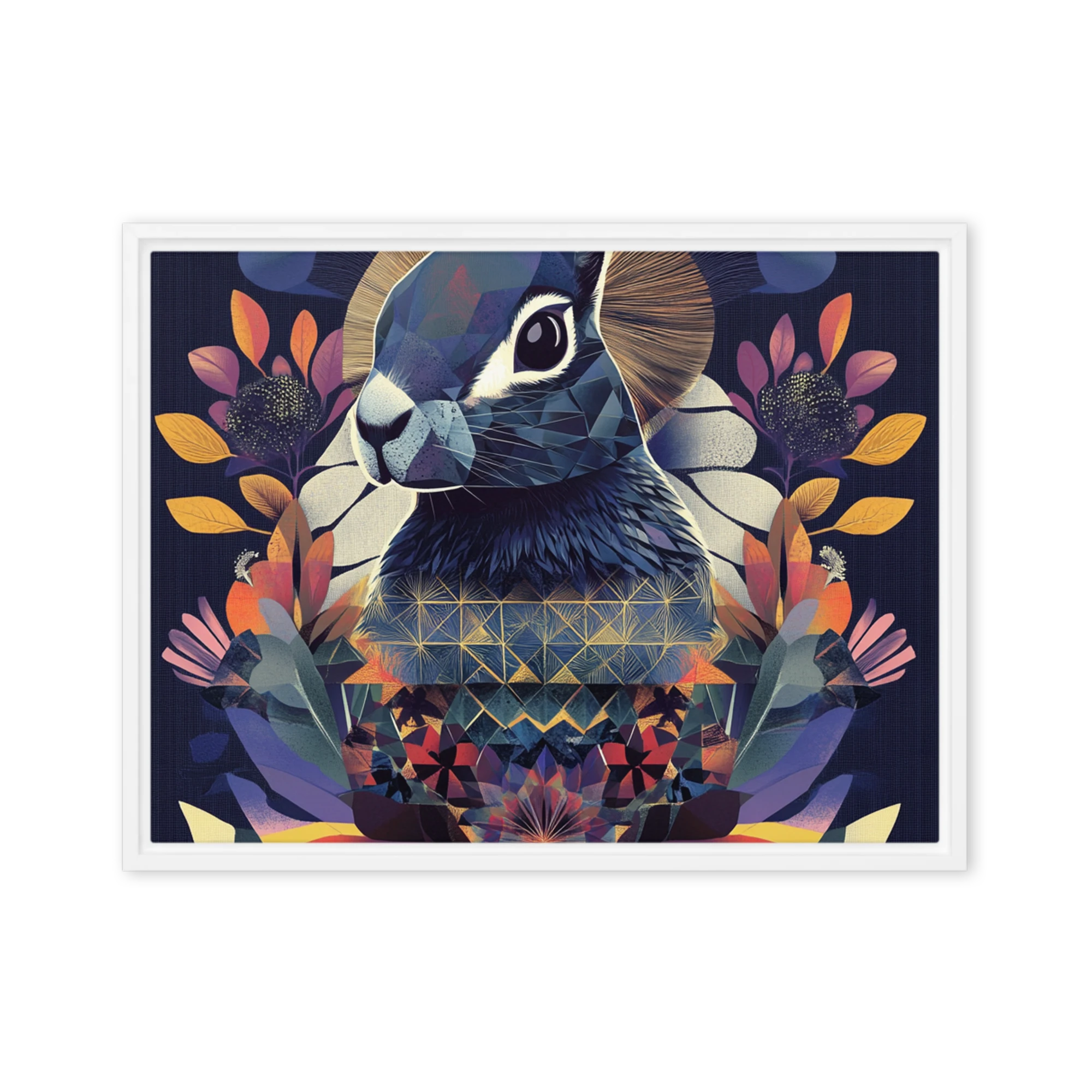 Stylized Rabbit with Floral Design