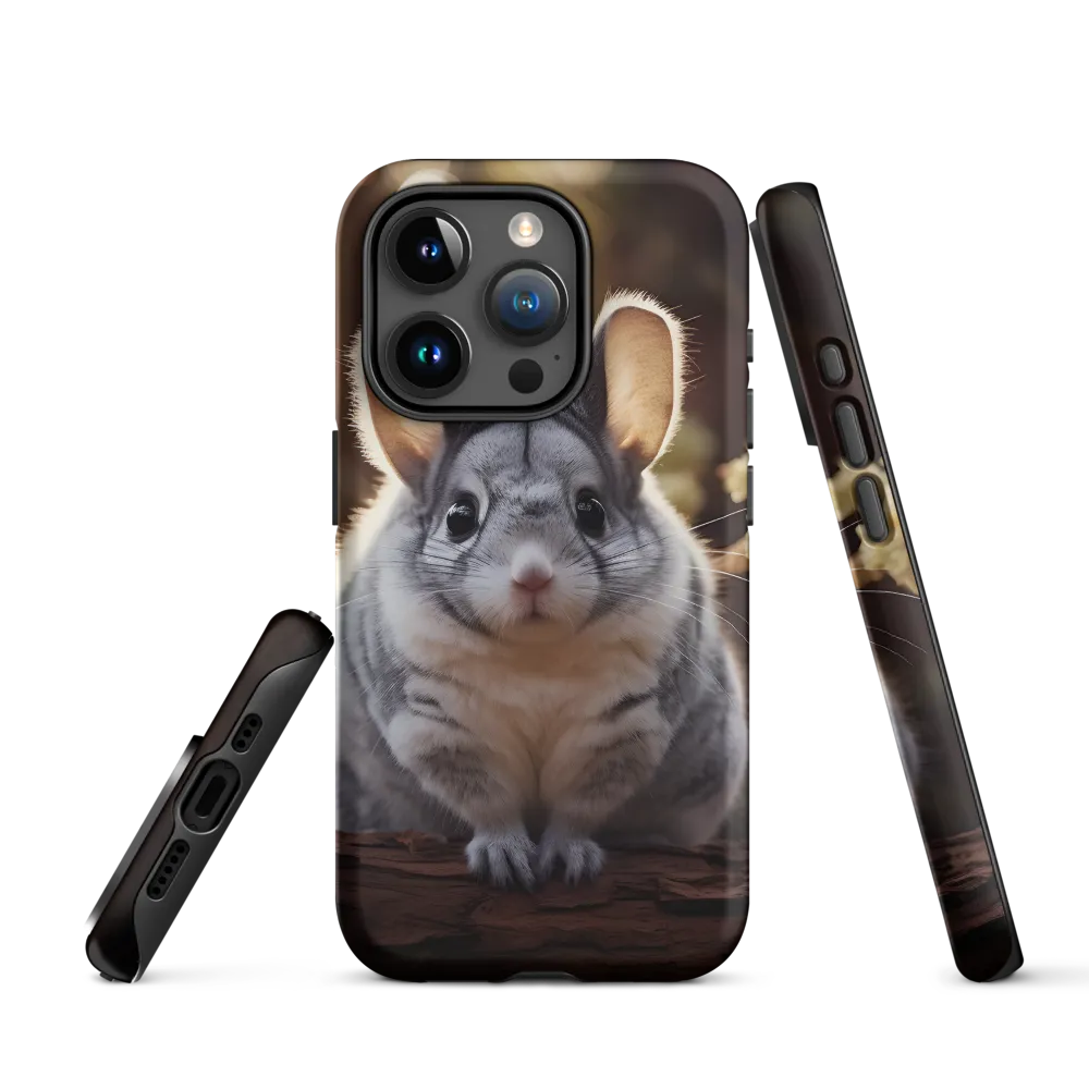 Gray and White Chinchilla on a Log | Phone Case