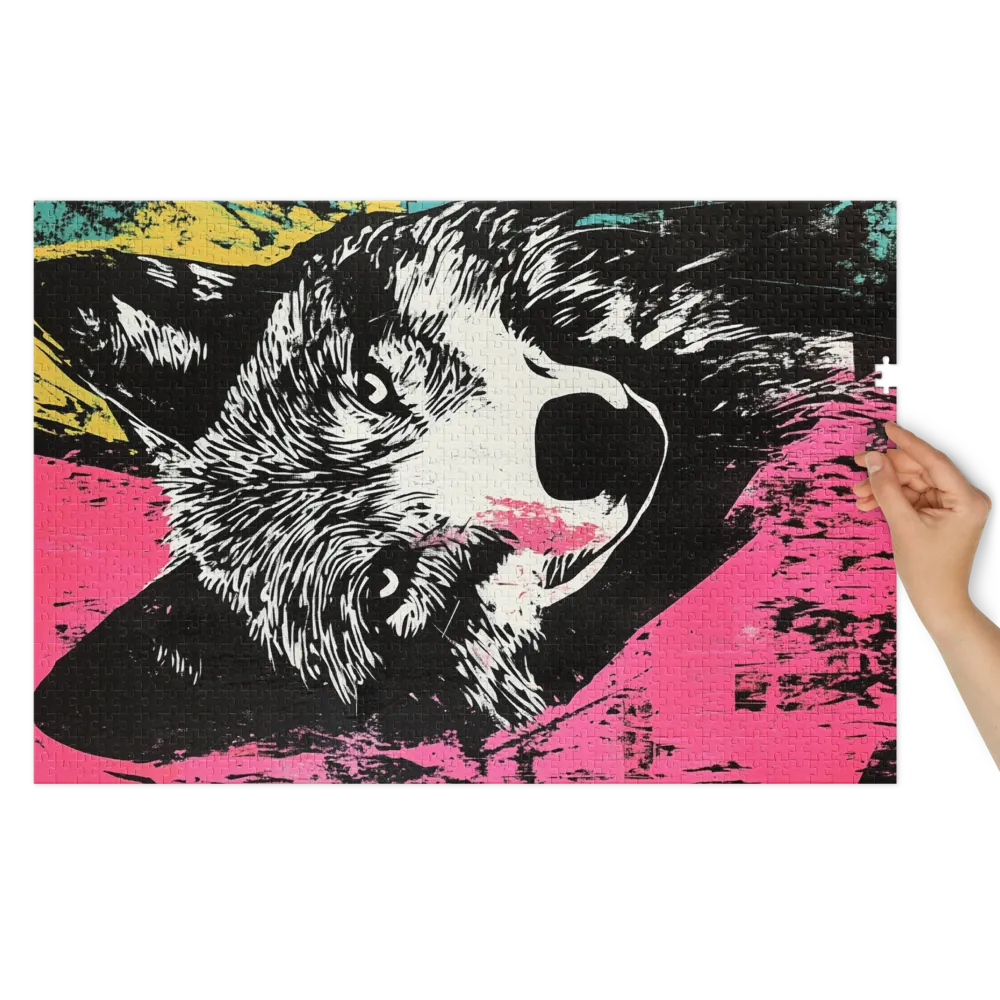 Neon Wolf Portrait 
 Jigsaw Puzzle in Tin Box