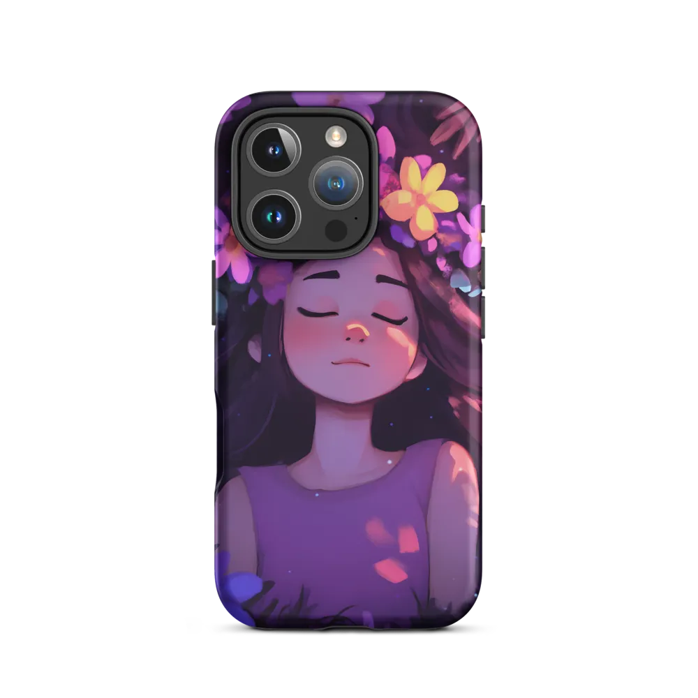 Girl with Floral Crown in Purple Flowers | Phone Case