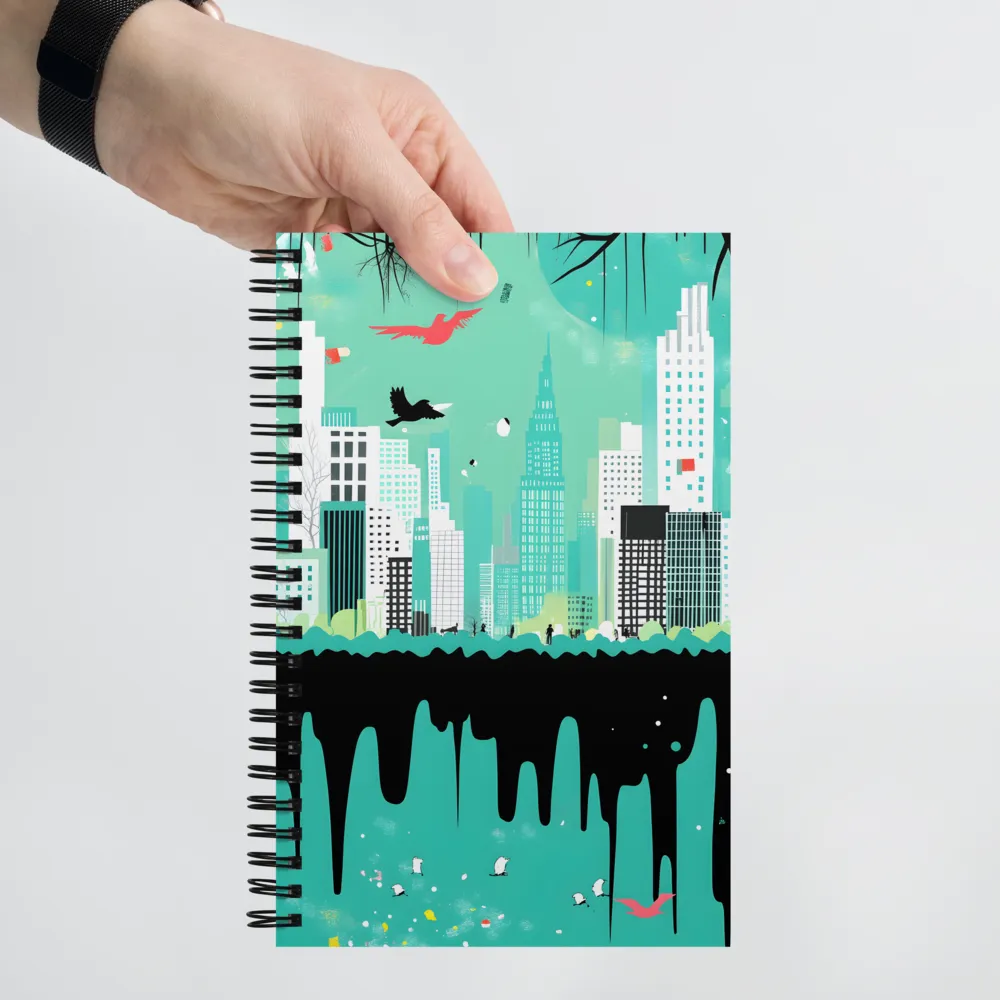 Urban Dreamscape with Birds 
 Spiral Notebook | 140 pages
