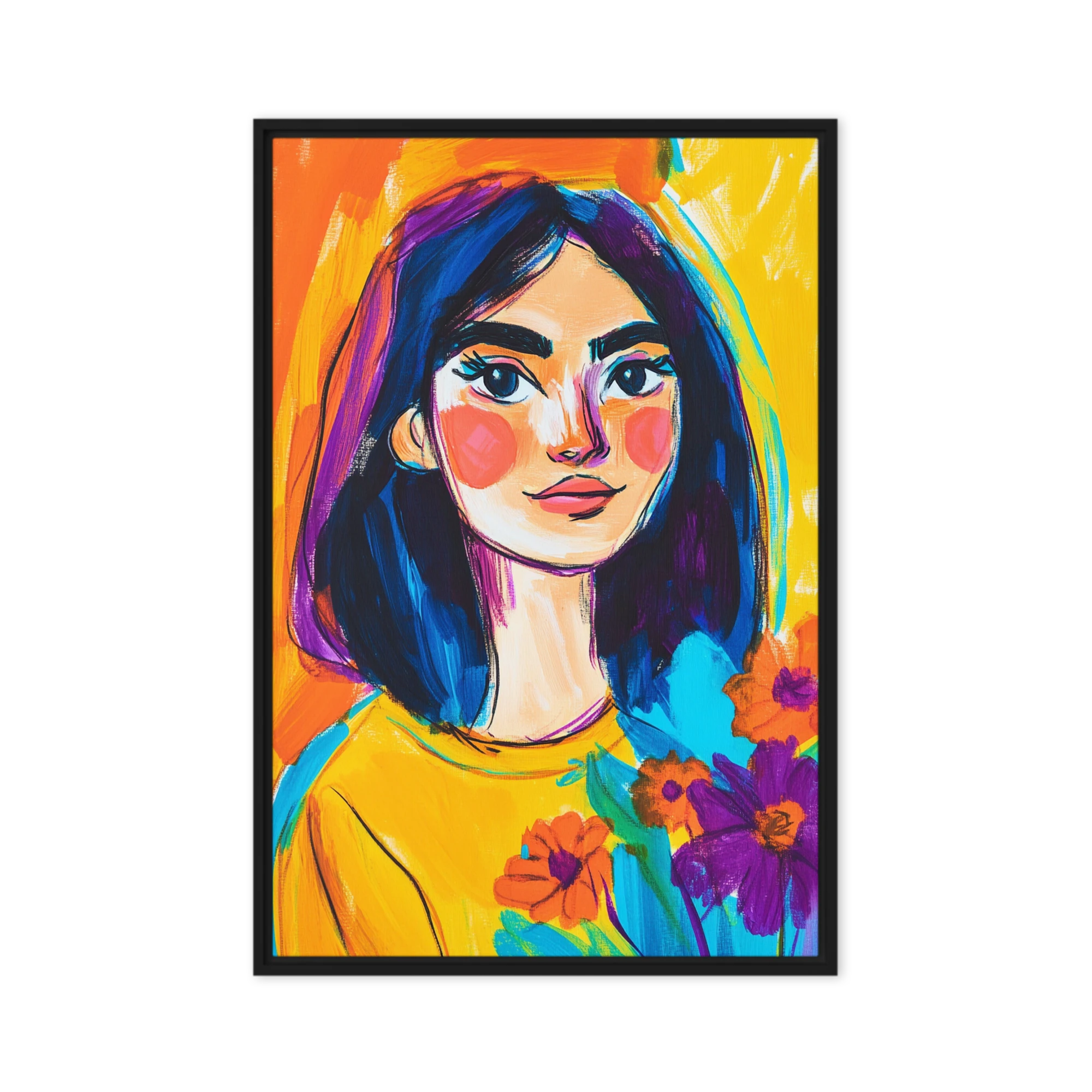 Colorful Portrait of a Woman with Flowers