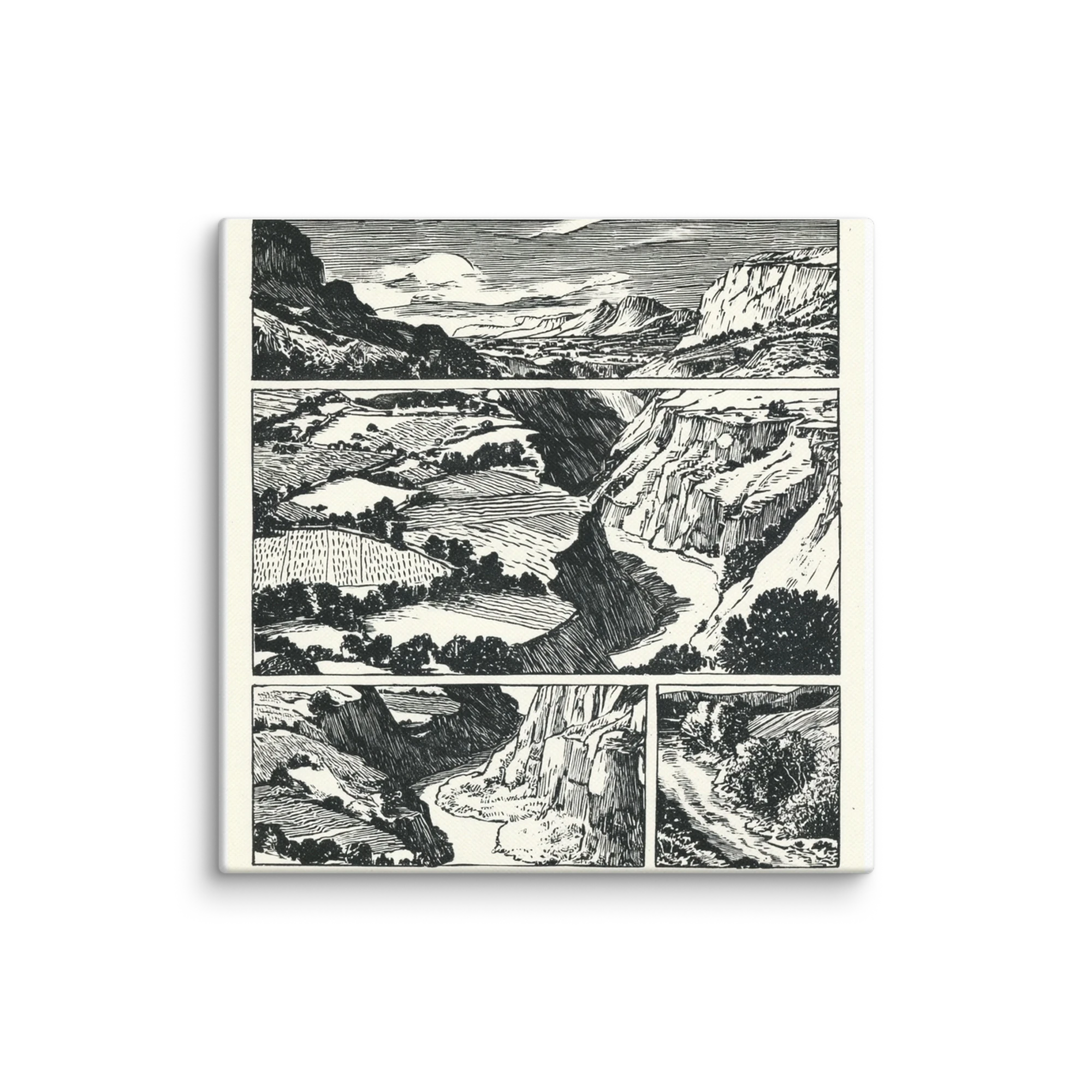 Monochrome Woodcut Relief Wall Art — Black Ink On Cream