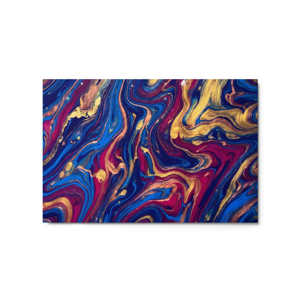 Liquid Cosmos: Gold and Magenta Flow 
 Canvas with White Frame