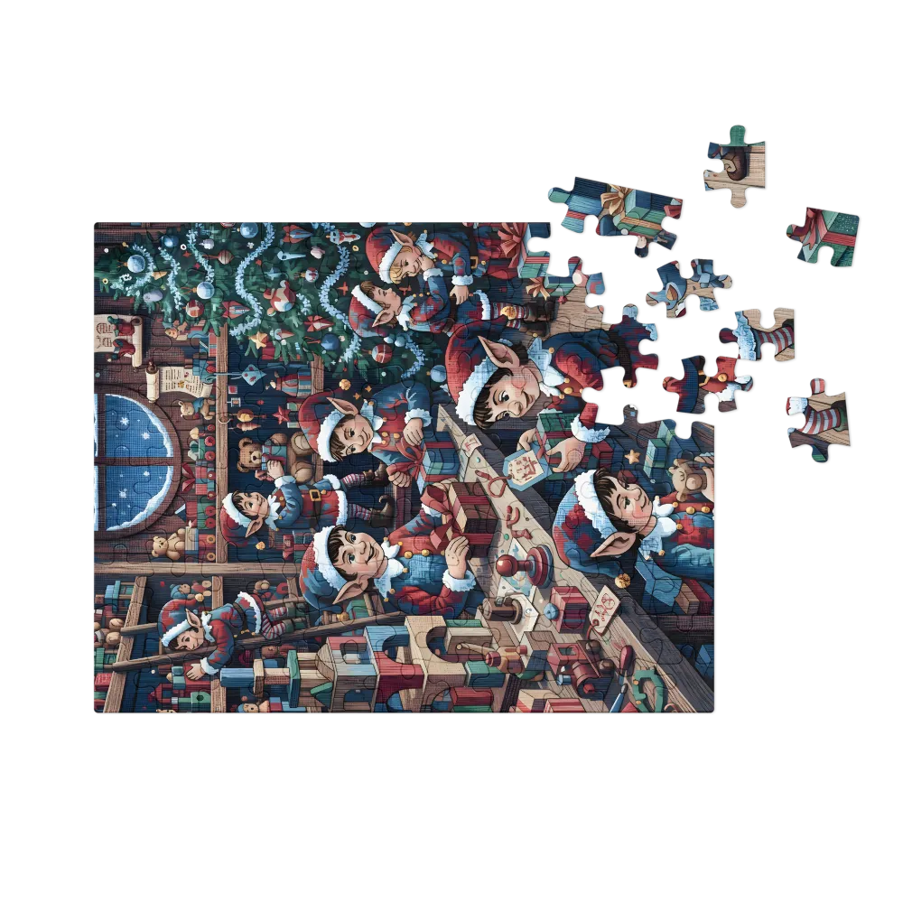 Elves' Toy Workshop 
 Jigsaw Puzzle in Tin Box