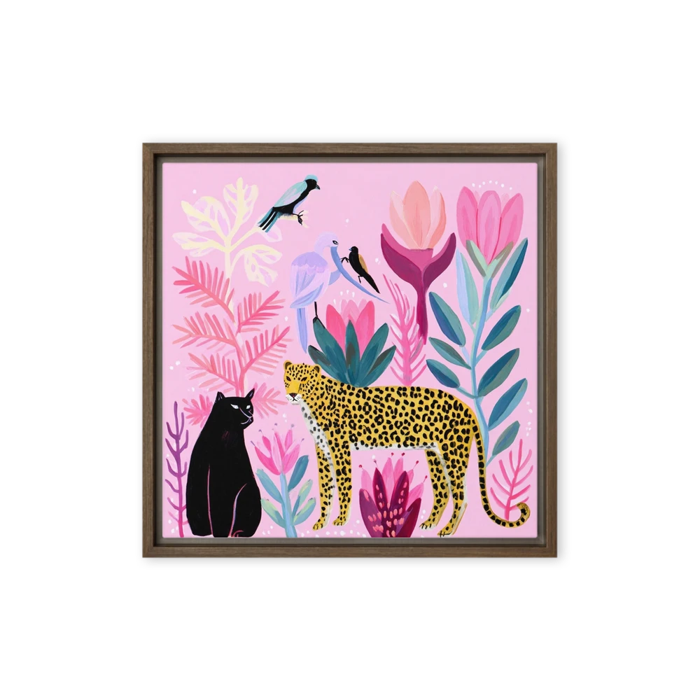 Pink Jungle Leopard and Panther | Art Print