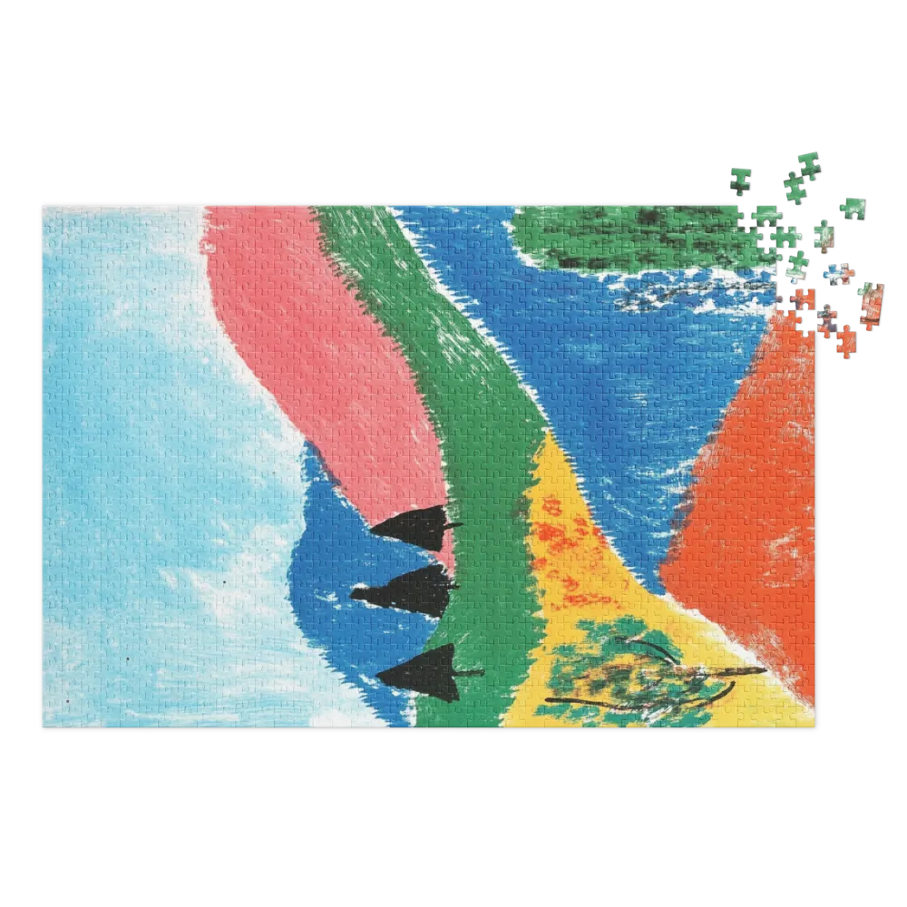 Oil Pastel Hillscape 
 Jigsaw Puzzle in Tin Box