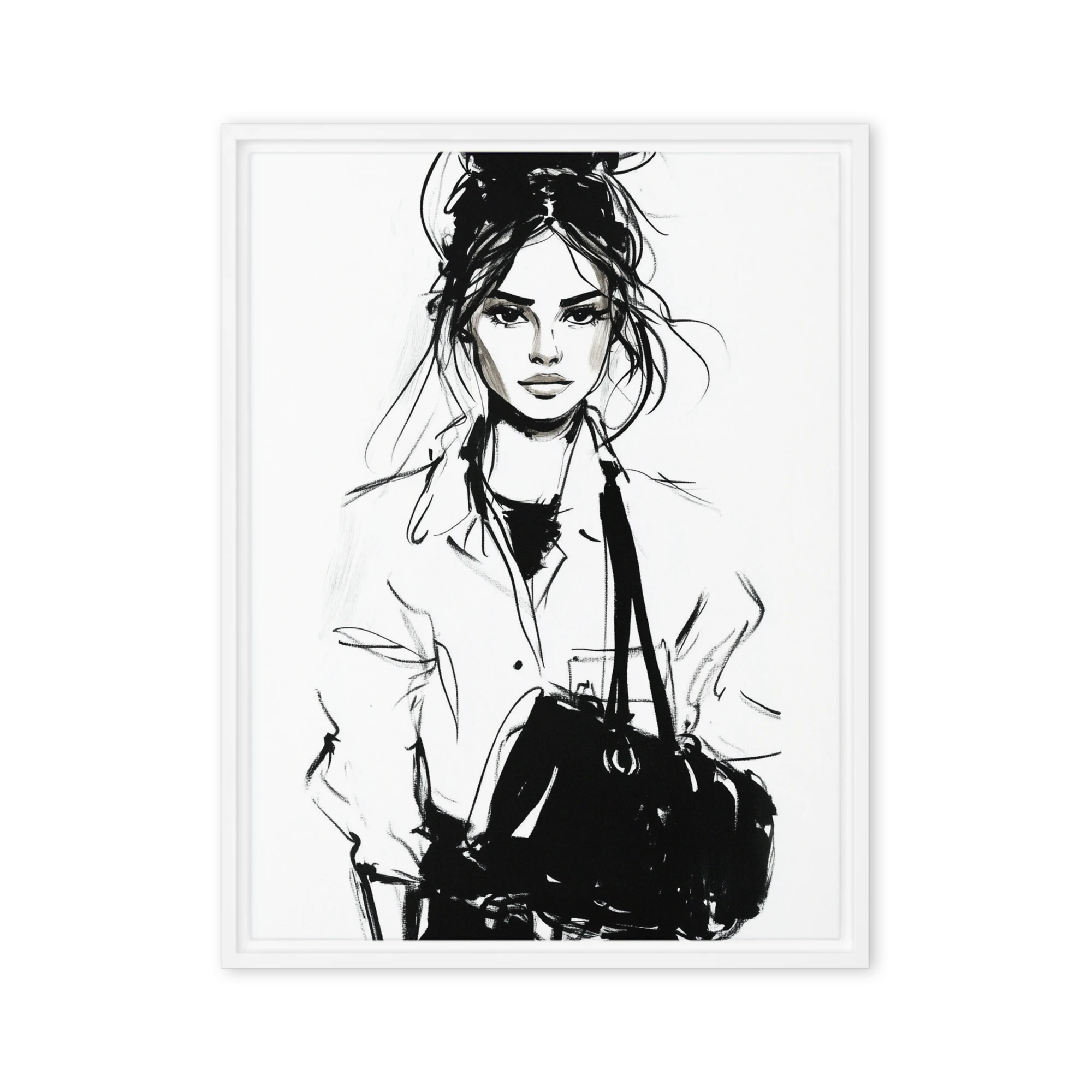 Fashionable Woman Line Art