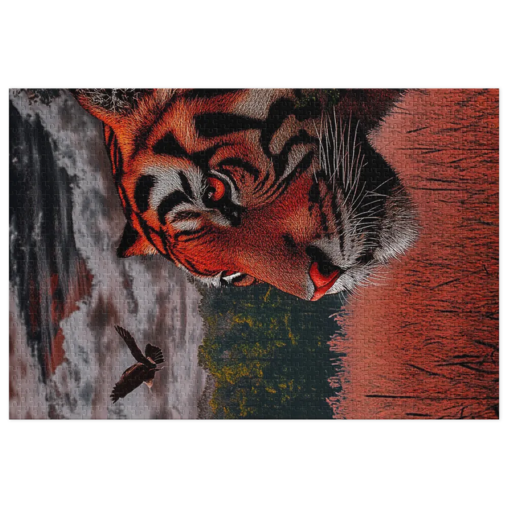 Tiger Portrait Against Dramatic Landscape | Jigsaw Puzzle (252/520 pieces)