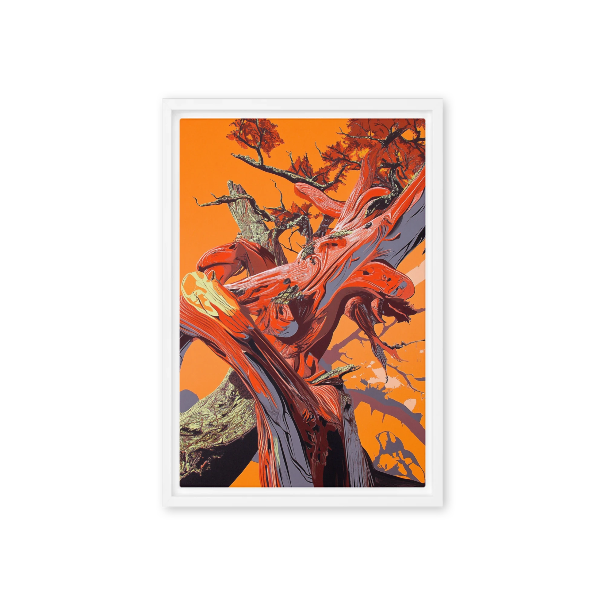 Stylized Tree in Orange and Red