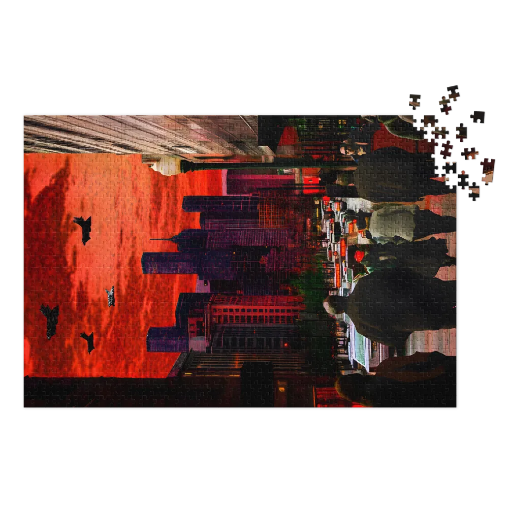 Surreal Cityscape with Airplanes