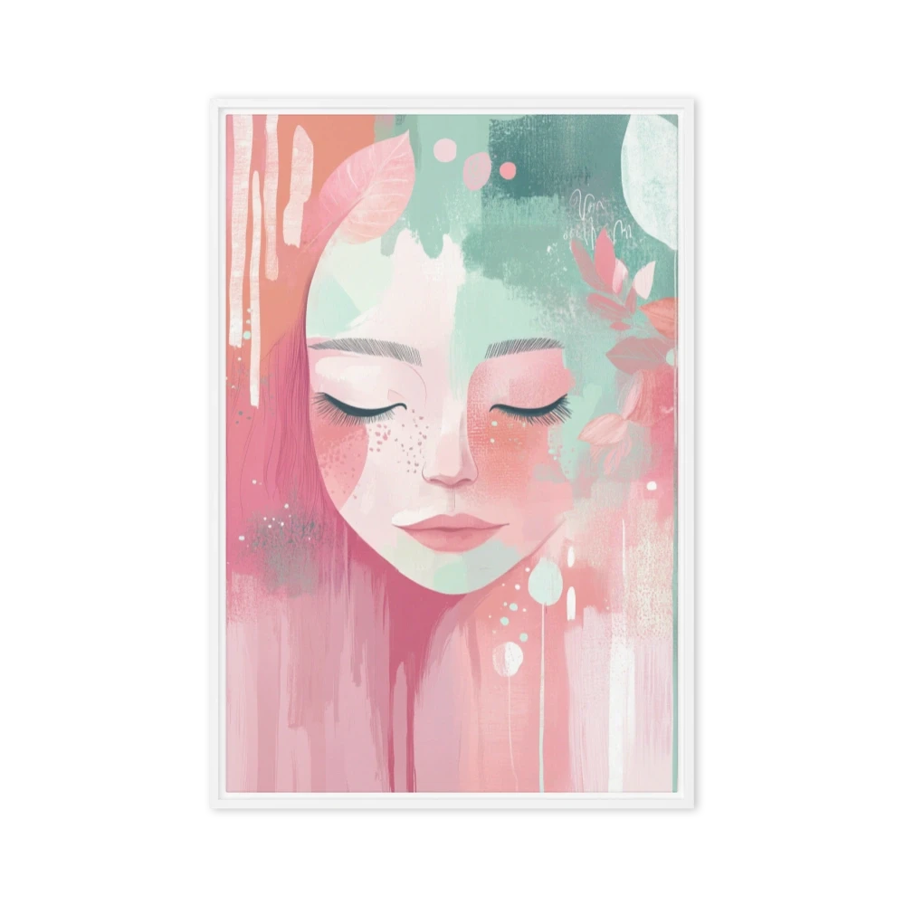 Serene Portrait in Pink and Green
