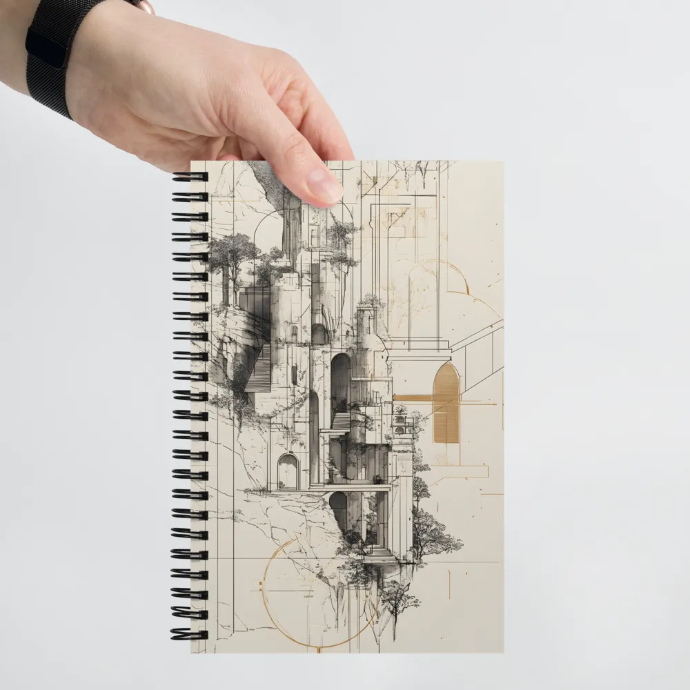 Cliffside Architecture Blueprint 
 Spiral Notebook | 140 pages