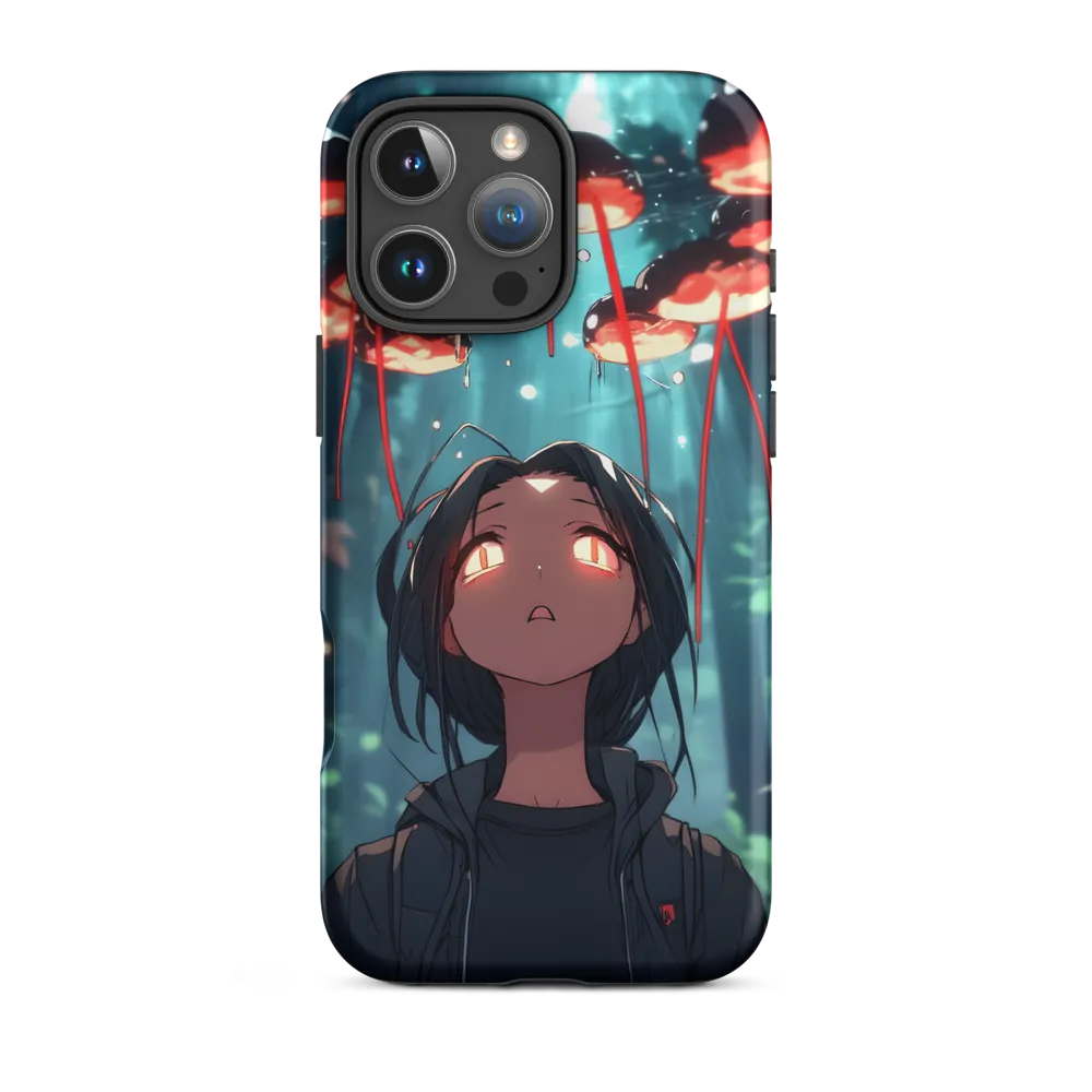Girl in Mystical Forest with Glowing Mushrooms | Phone Case