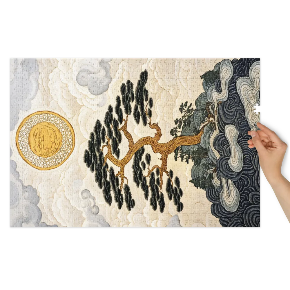Japanese Tree Landscape with Moon | Jigsaw Puzzle (252/520 pieces)