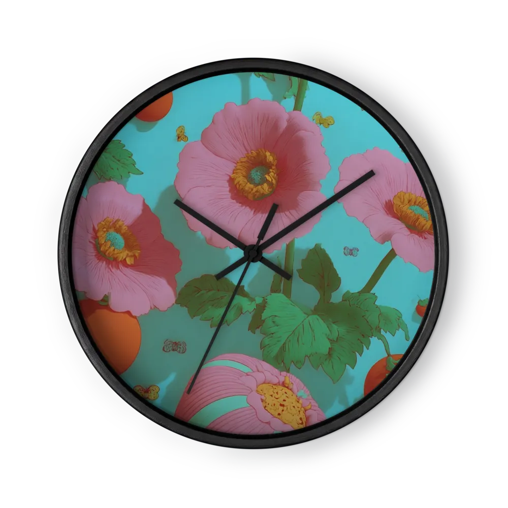 Botanical Garden with Persimmons | Wall Clock