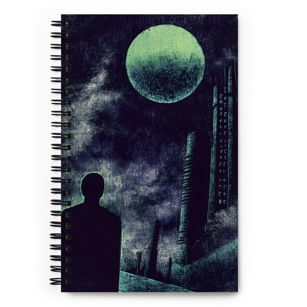 Solitary Figure, Dystopian Moon 
 Spiral Notebook | 140 pages