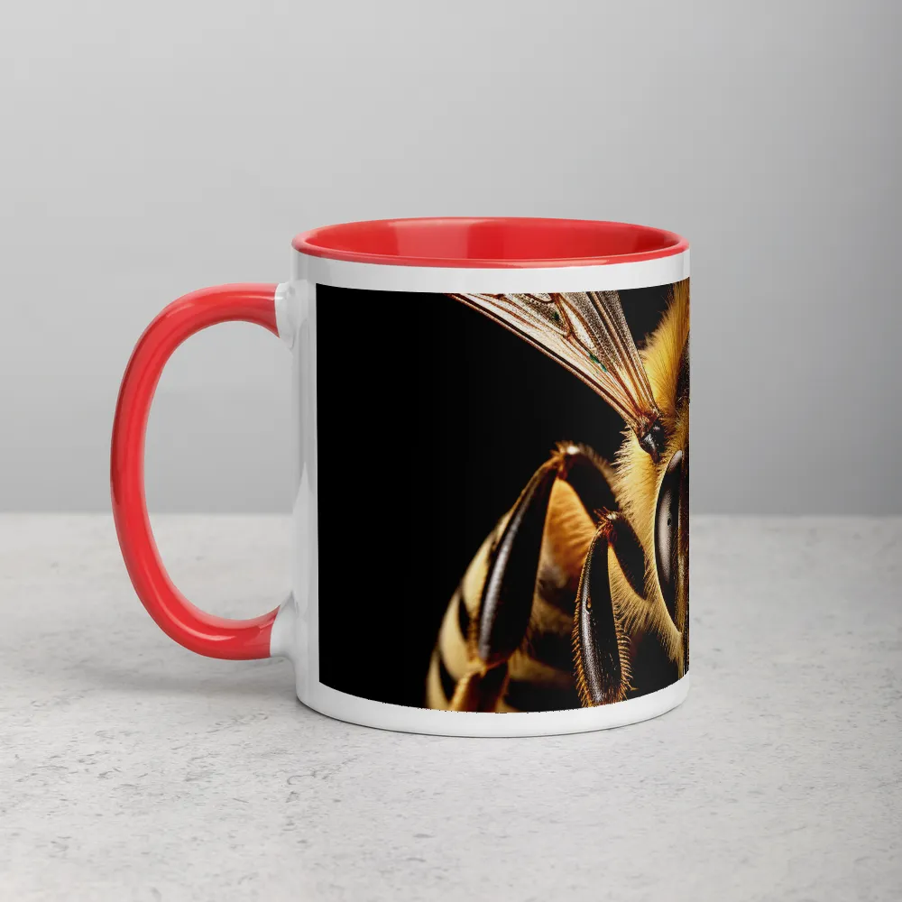 Golden Honeybee Portrait 
 Mug with Dark Green inside