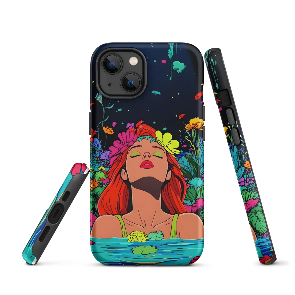 Vibrant Woman Surrounded by Flowers | Phone Case