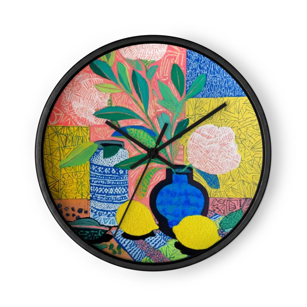 Lemons and Blue Vases | Wall Clock