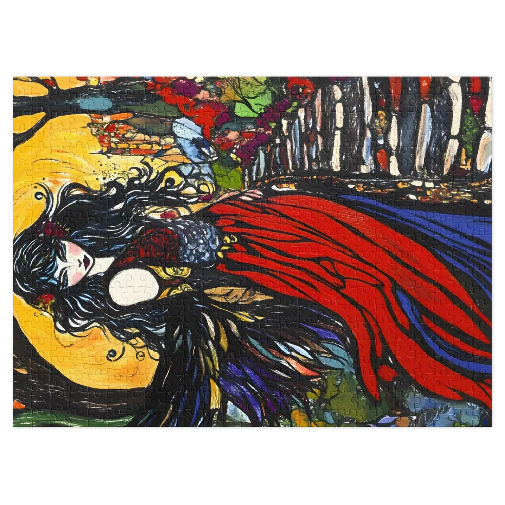 Mulher Alada Art Nouveau 
 Puzzle em caixa de metal