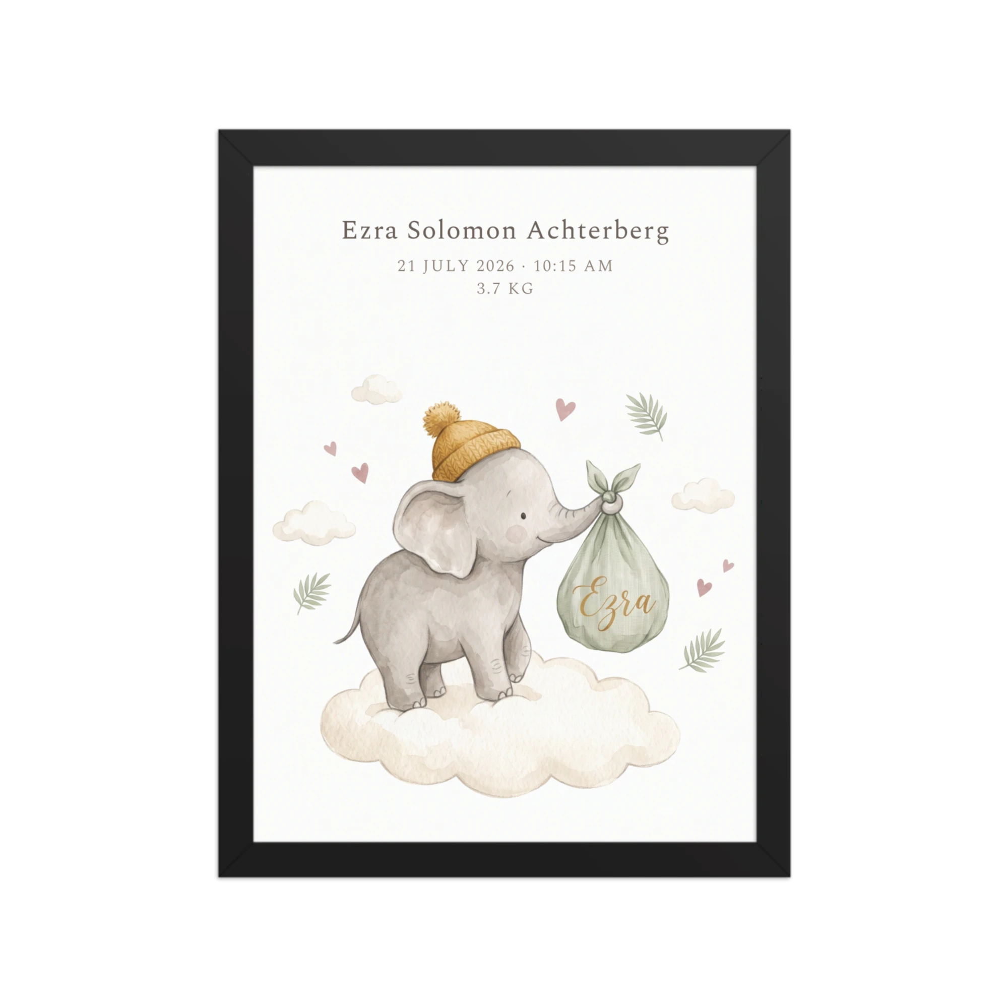 Elephant Nursery Name Art — example