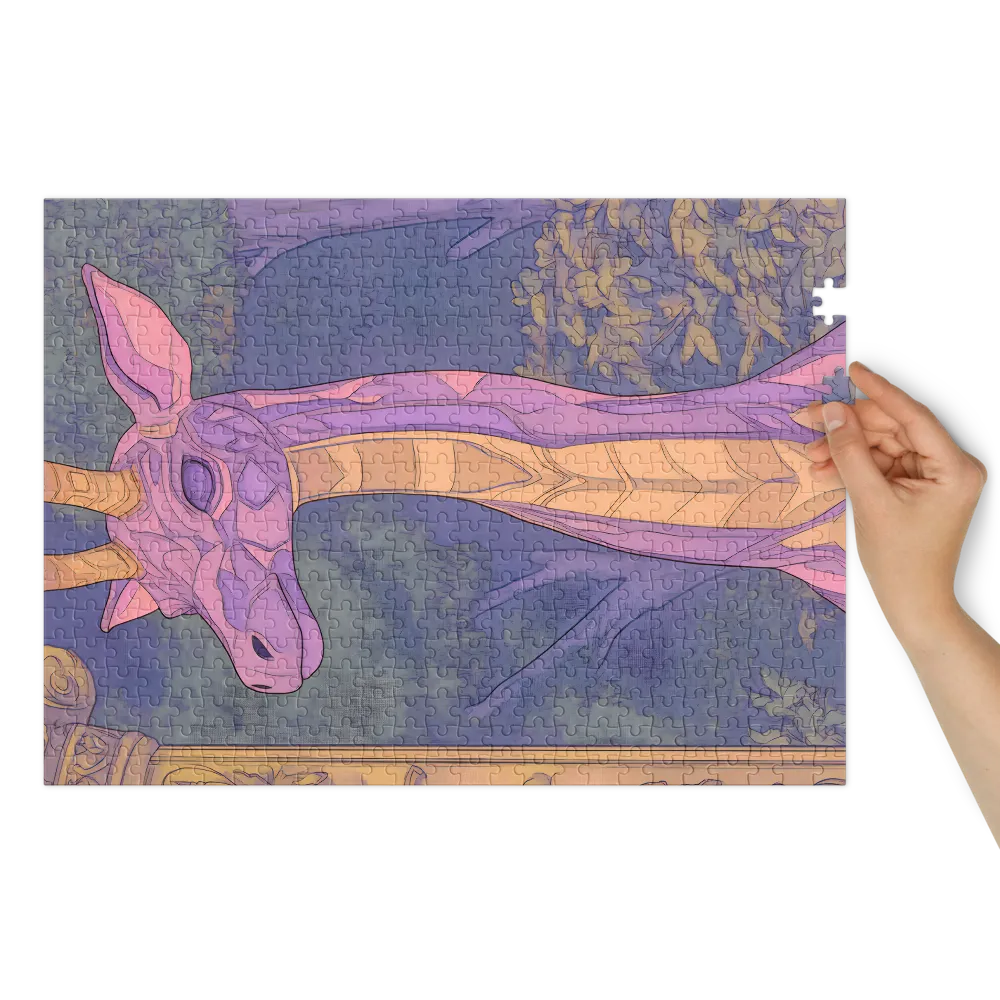 Art Nouveau Giraffe Portrait 
 Jigsaw Puzzle in Tin Box