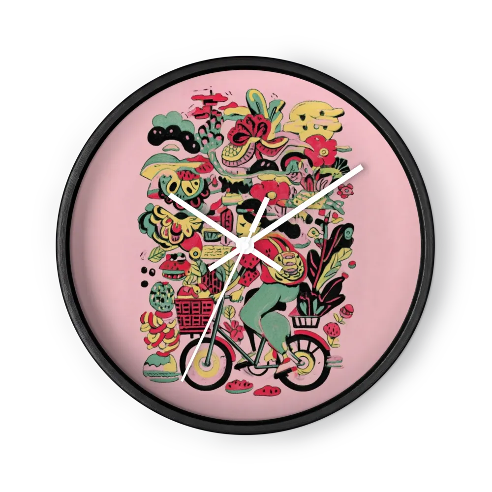 Crowded Doodle Clocks In Pink — Magenta, Mint, Lemon