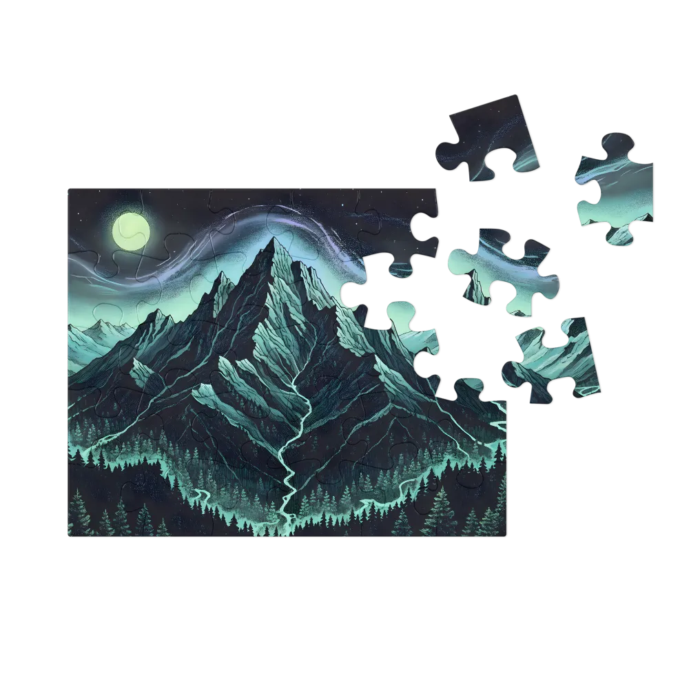 Stippled Mountain Aurora 
 Jigsaw Puzzle in Tin Box