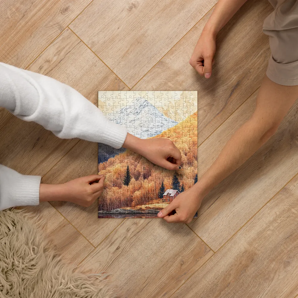Lakeside Cabin in Autumn 
 Jigsaw Puzzle