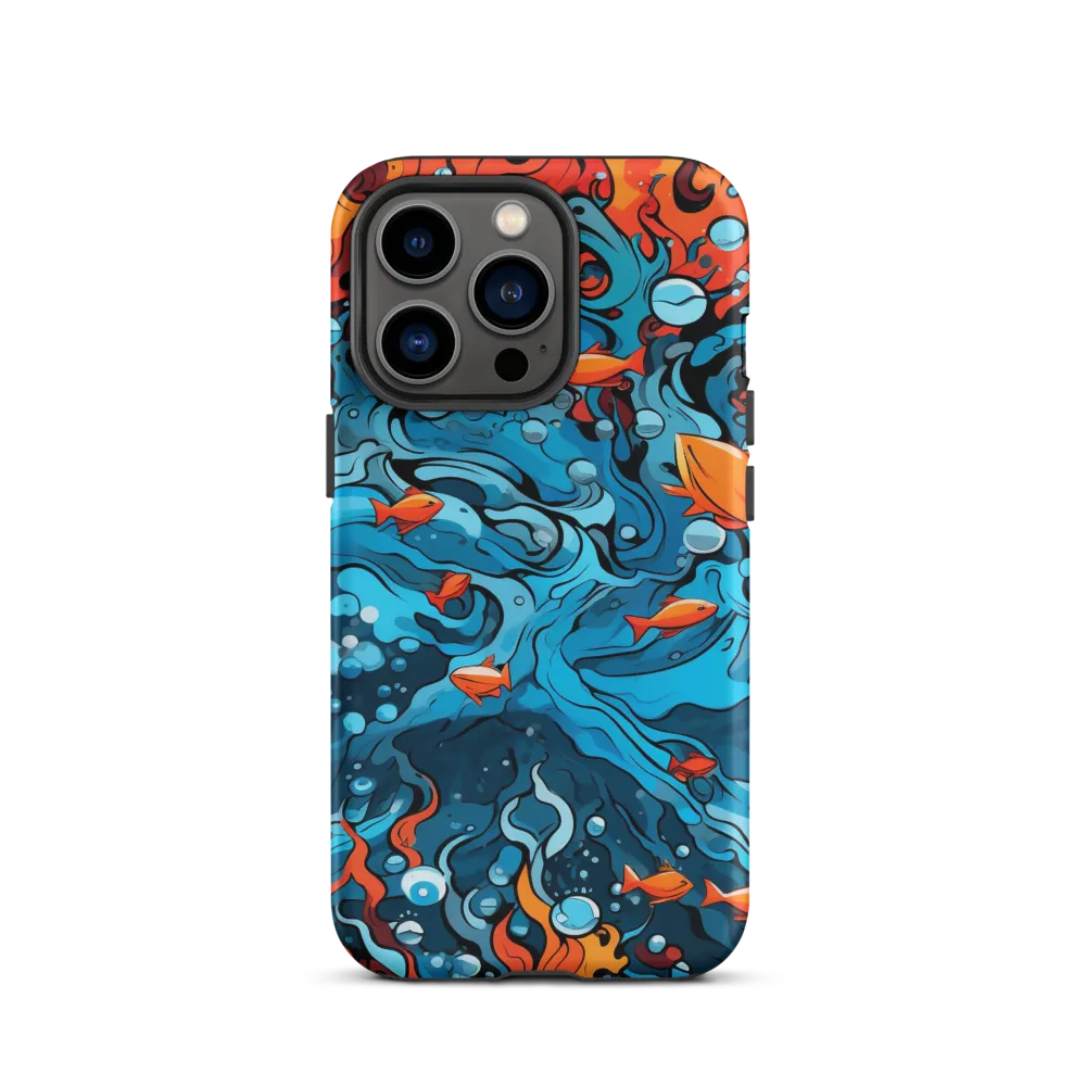 Waves and Flames with Fish | Phone Case