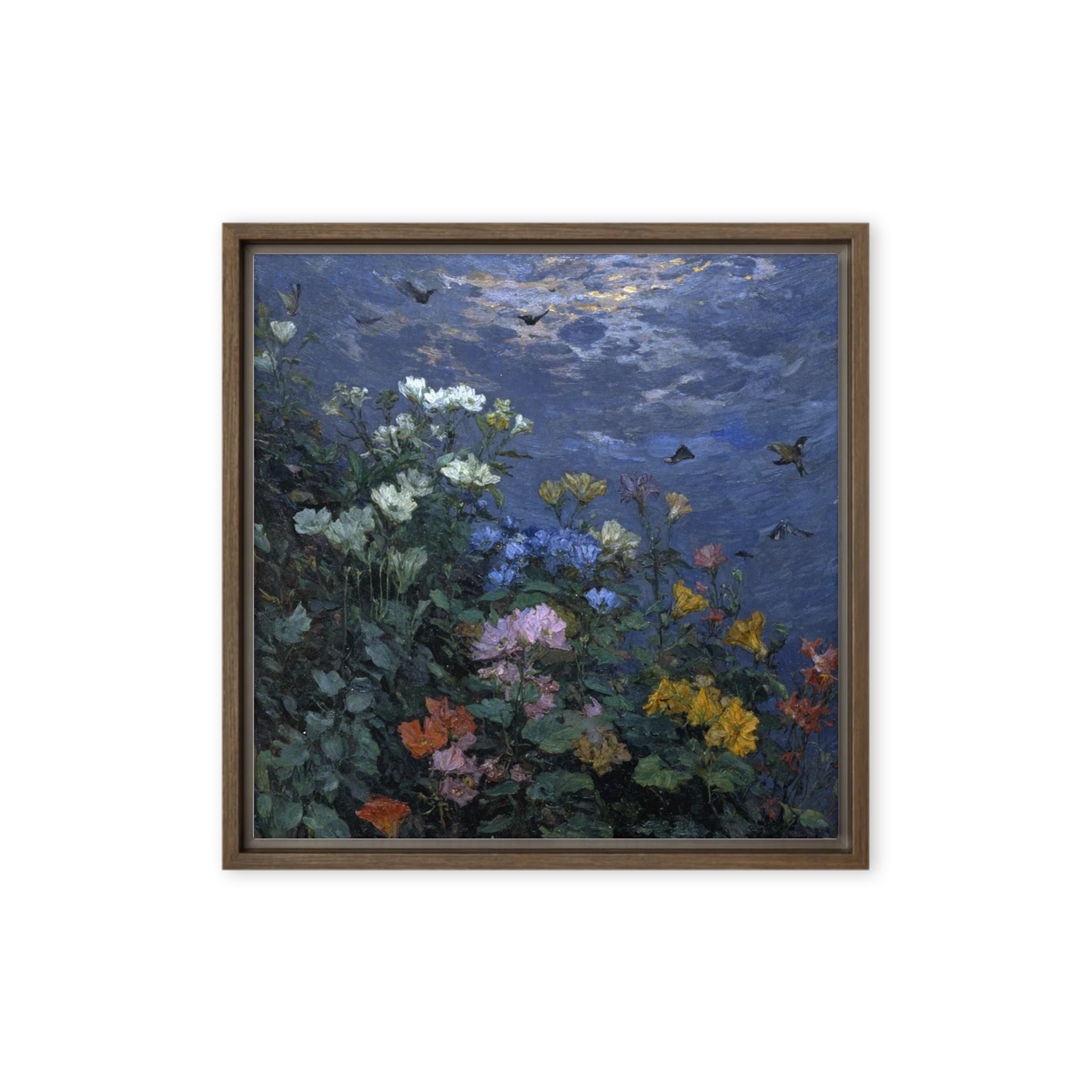 Nordic Blue Nocturne Wall Art — Moonlight In Deep Indigo