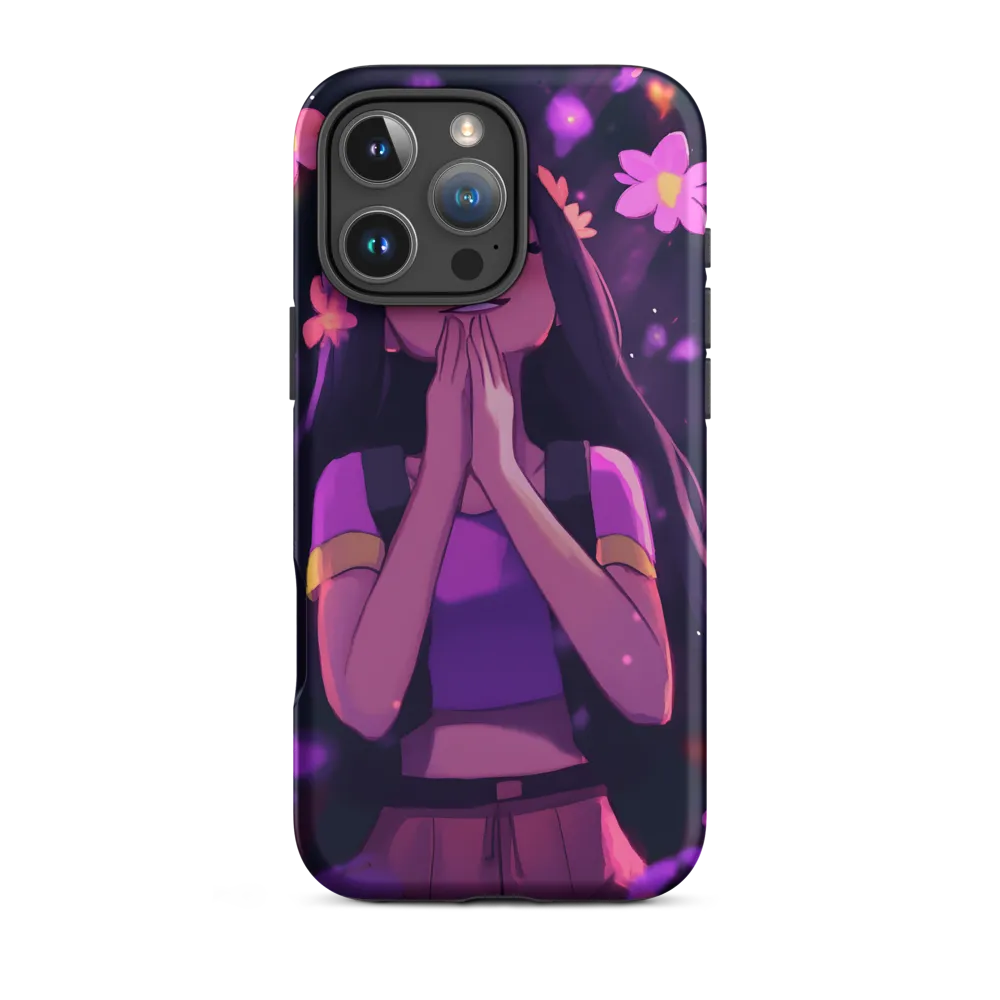 Joyful Girl Surrounded by Flowers | Phone Case