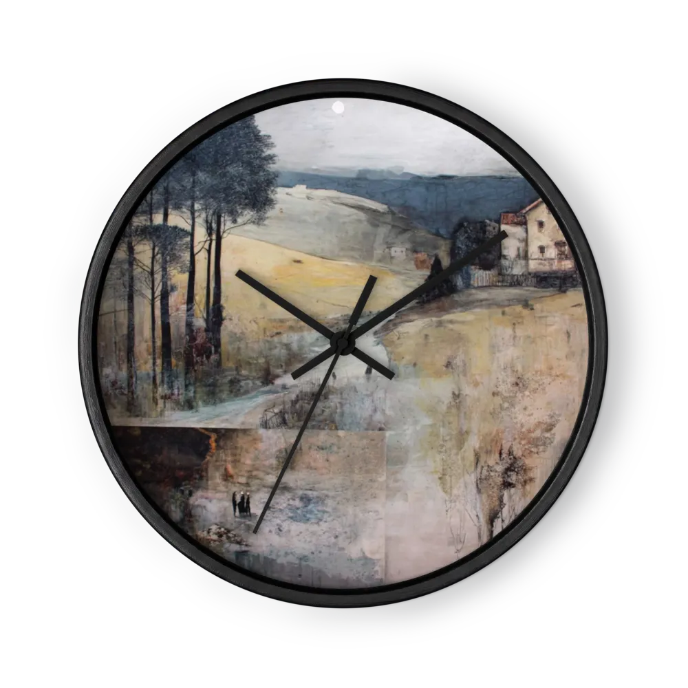 Ethereal Muted Dreamscapes Wall Clocks — Ink, Plaster, Faded Blush