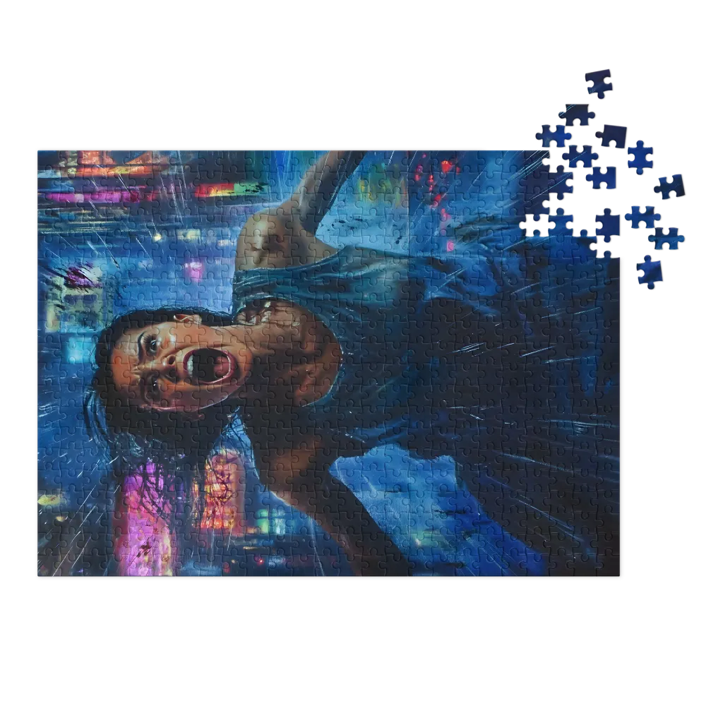 Screaming Woman in Urban Landscape