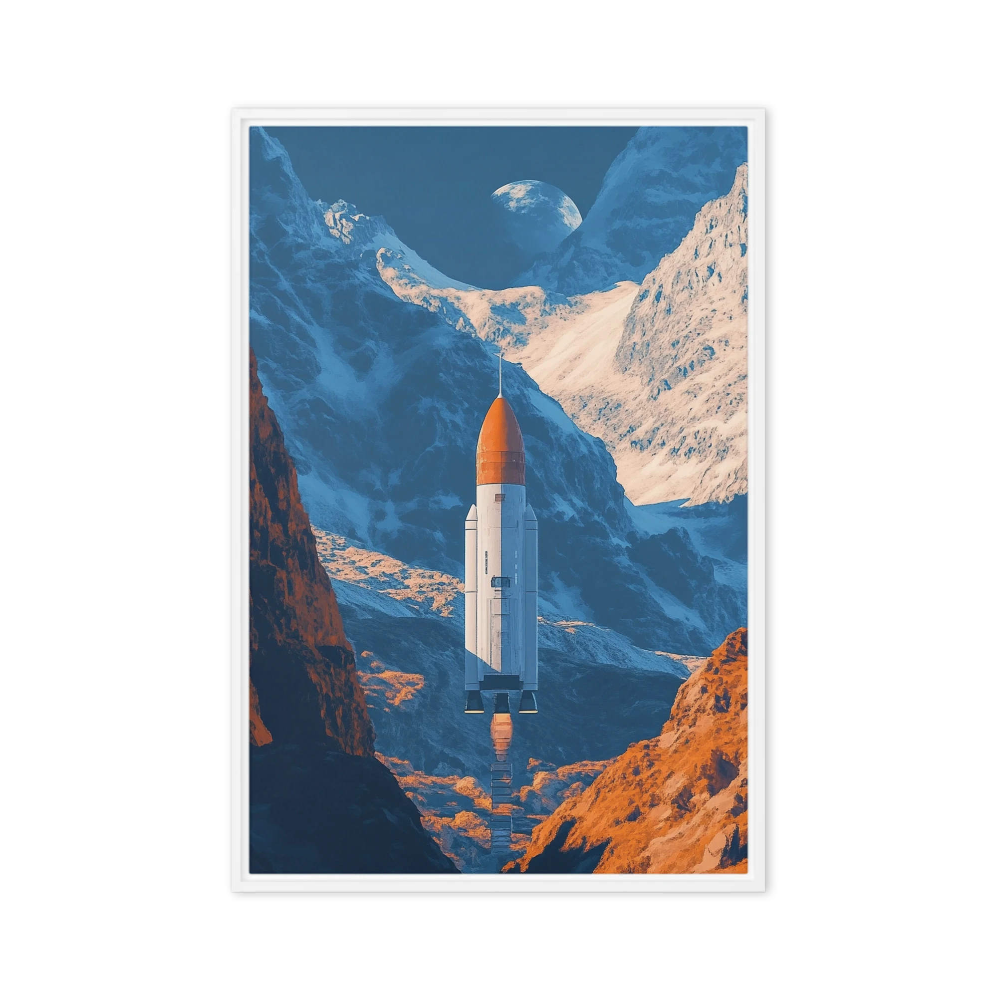 Rocket Launch in Mountain Landscape