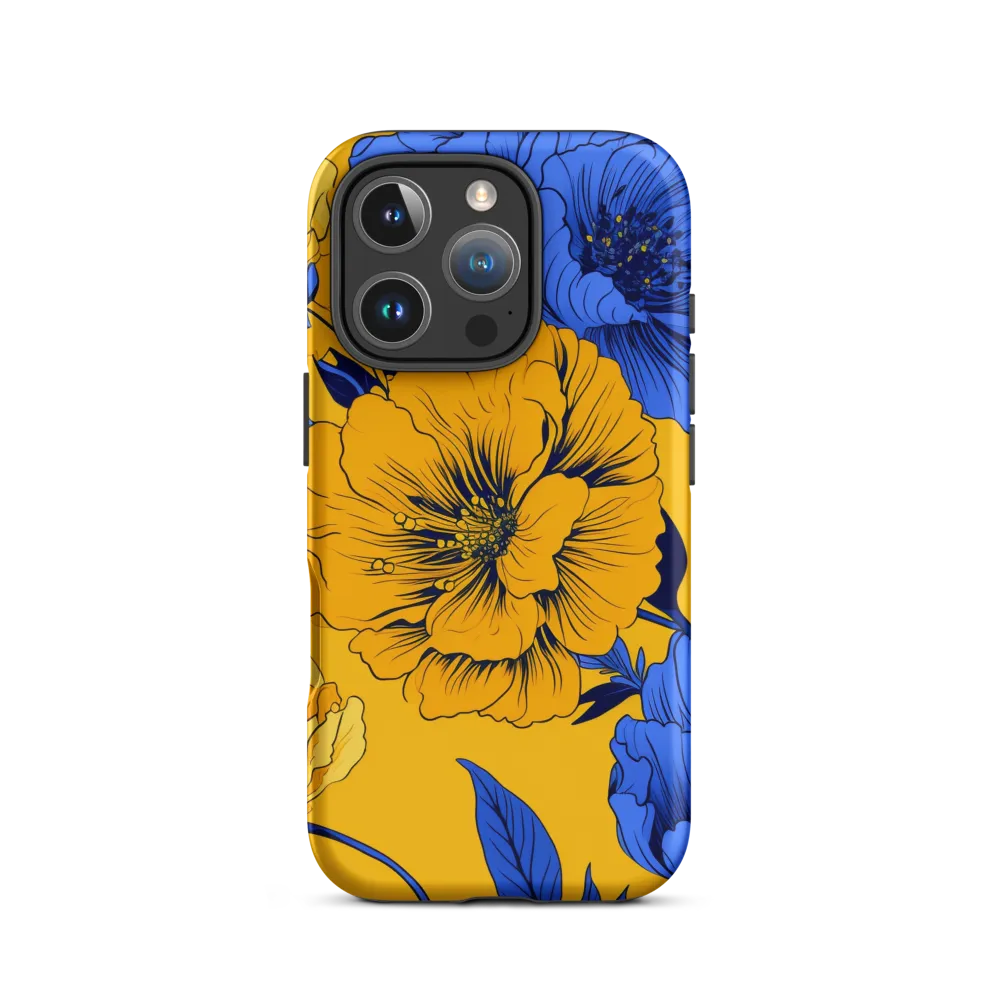 Vibrant Blue and Yellow Floral Illustration | Phone Case