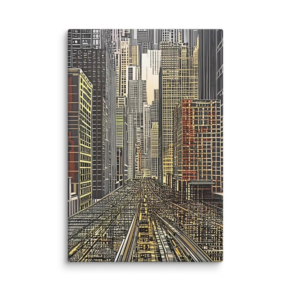 Urban Gridscape 
 Canvas with White Frame