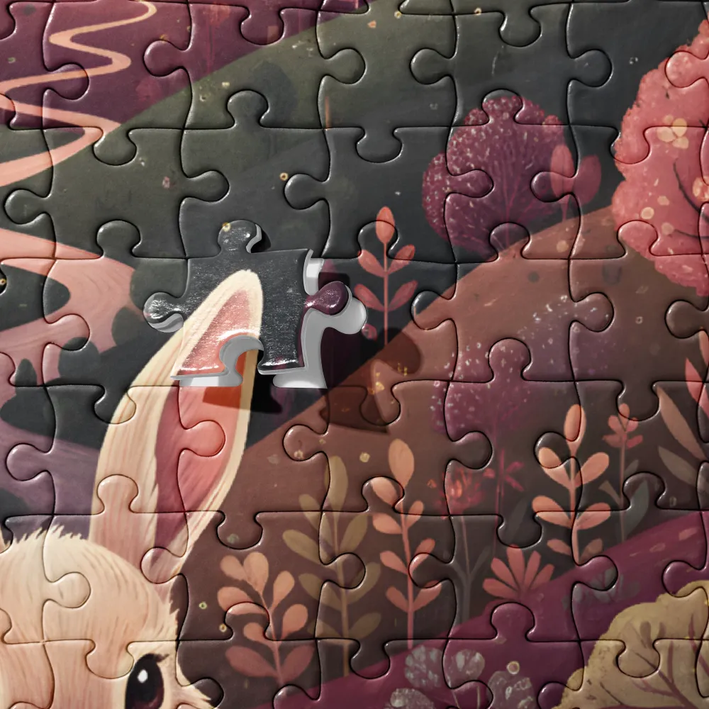Whimsical Rabbit's Night Journey 
 Jigsaw Puzzle