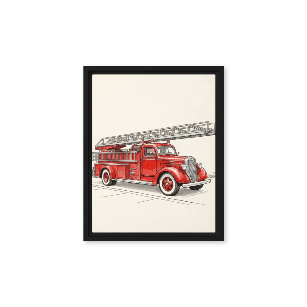 Vintage Fire Truck Illustration 
 Poster with White Frame | 20″x 30″