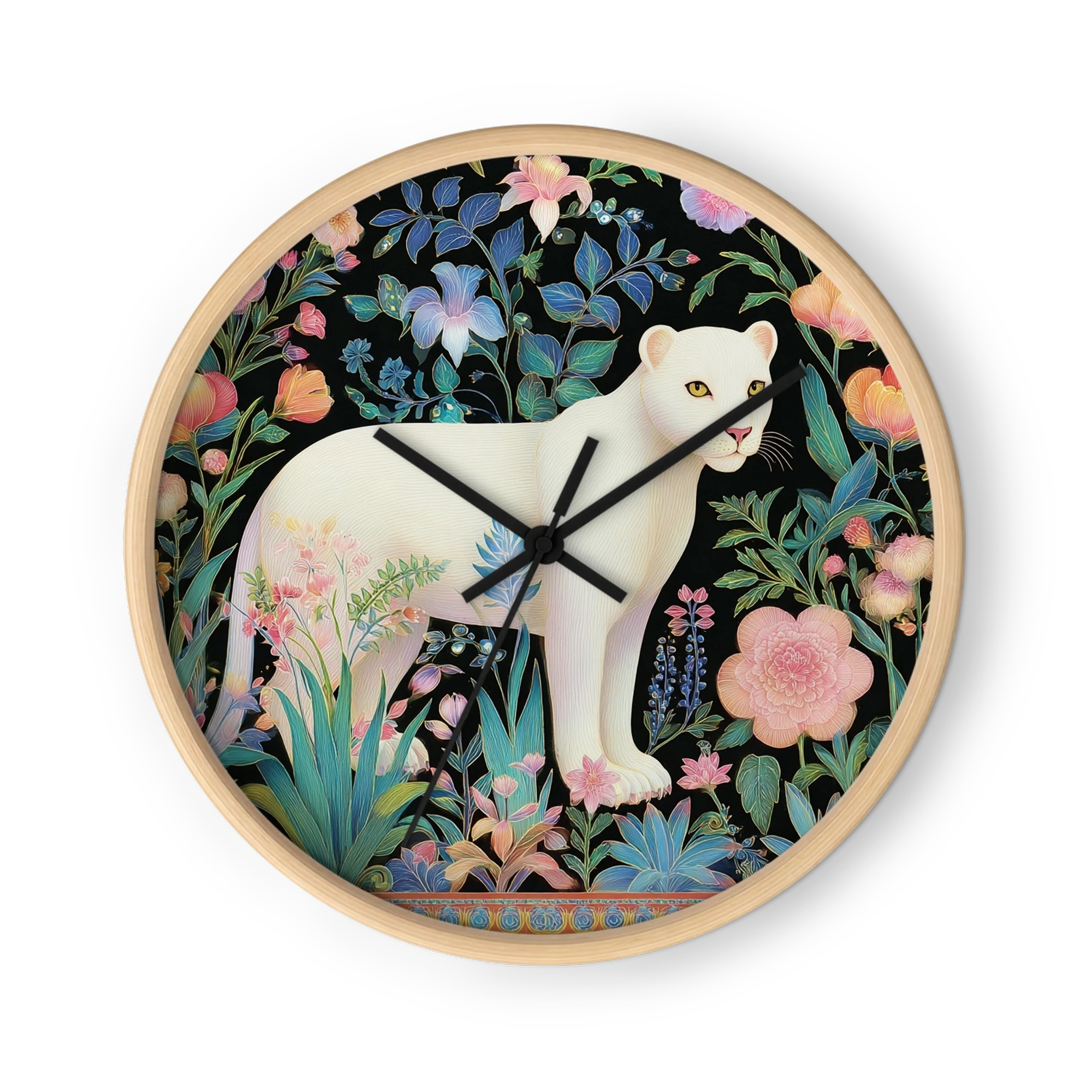 White Panther in Floral Garden