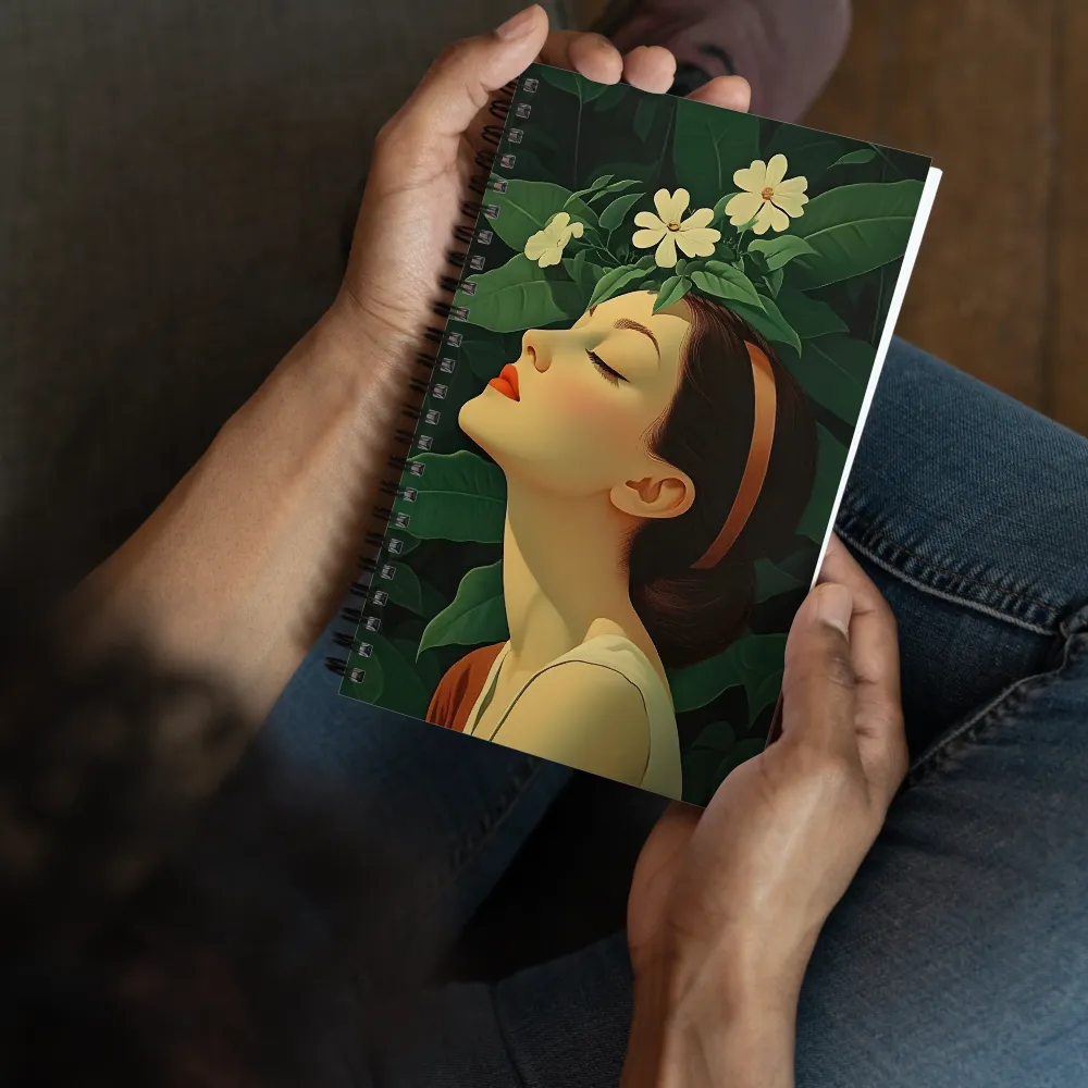 Serene Profile Amidst Flora 
 Spiral Notebook | 140 pages