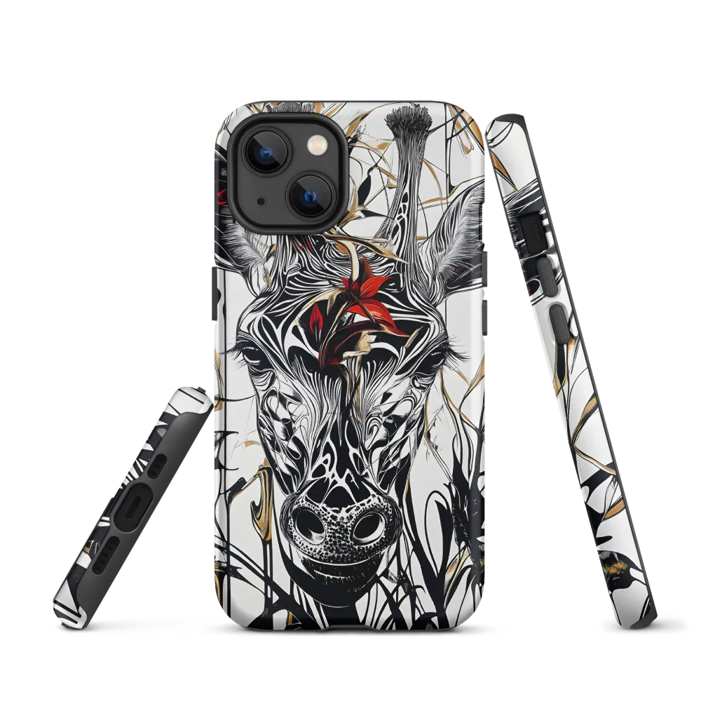 Abstract Giraffe with Floral Elements | Phone Case